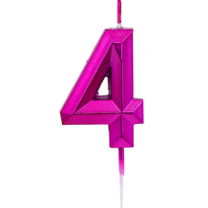 Свеча -цифра "4" Диамант Маджента 4,5смV